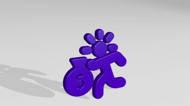 Suç Hırsızı 3D ikonu gölge düşürüyor. Üç boyutlu illüstrasyon. kavram ve arkaplan