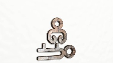 Tıbbî özellikler duvarda üç boyutlu bir simge var. Üç boyutlu illüstrasyon. arka plan ve bakım