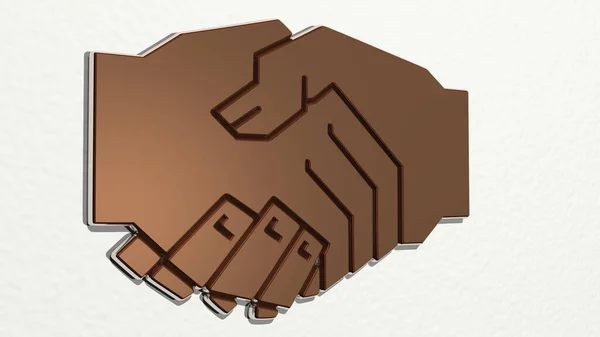 minimalist handshake 3D drawing icon. 3D illustration. design and background