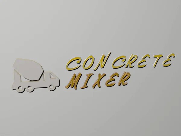 Concrete Mixer Icon Text Wall Illustration Background Architecture — Stock Photo, Image
