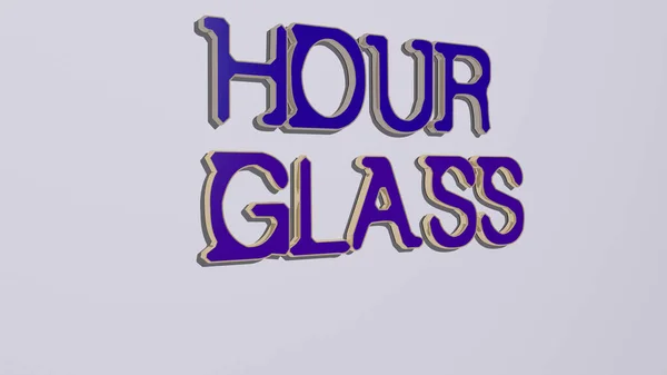 Hour Glass Text Wall Illustration Clock Background — Stock Photo, Image