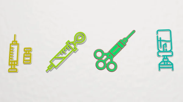 Syringe Ikoner Som Illustration Bakgrund Och Medicinsk — Stockfoto