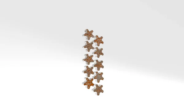 Gwiazdy Wykonane Przez Ilustrację Błyszczącej Rzeźby Metalicznej Ścianie Jasnym Tłem — Zdjęcie stockowe