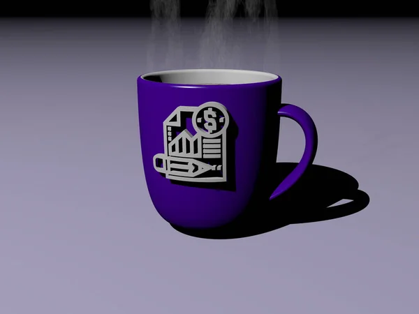 Illustration Icône Rapport Relief Sur Une Tasse Café Sur Fond — Photo