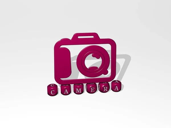 Icona Camera Lettere Cubiche Illustrazione Sfondo Bello — Foto Stock