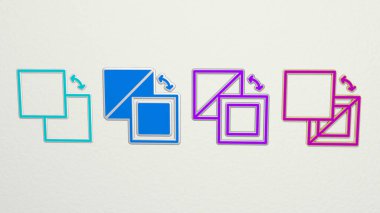 Ön plan 4 simgeleri ayarlandı. Üç boyutlu illüstrasyon. arka plan ve güzel