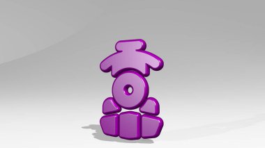 RAILROAD CARGO TREN 3 boyutlu ikon gölgesi. Üç boyutlu illüstrasyon. Tren yolu ve istasyon