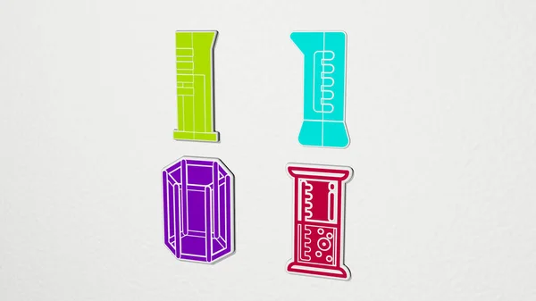Cylinder Colorful Set Icons Illustration Background Design — Stock Photo, Image