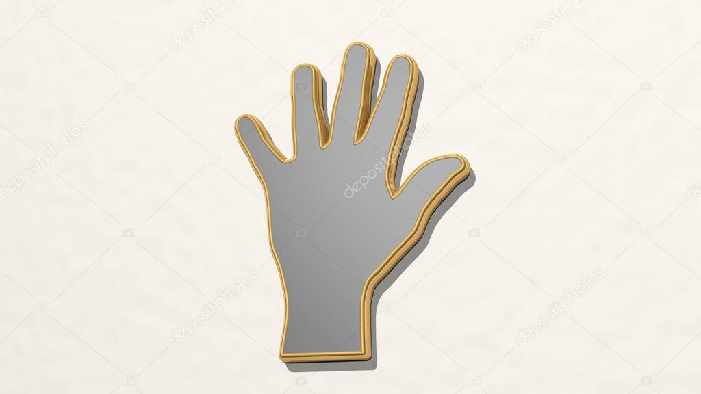 hand 3D drawing icon. 3D illustration. background and drawn