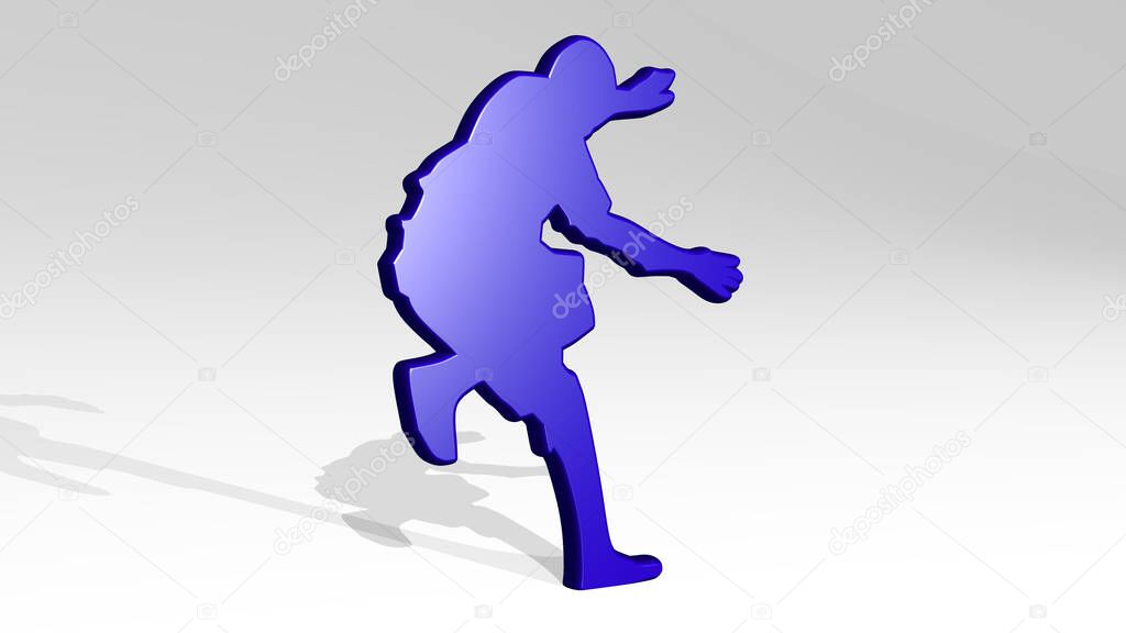 athletic man 3D icon casting shadow. 3D illustration. athlete and active