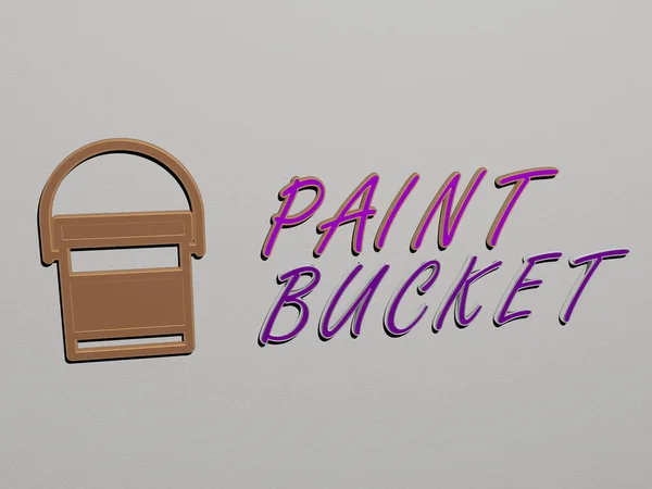 Paint Bucket Ícone Texto Parede Ilustração Fundo Resumo — Fotografia de Stock