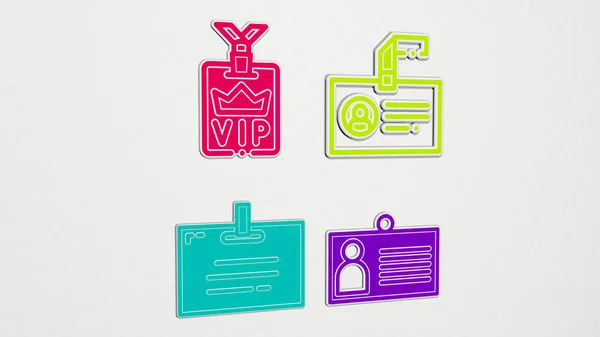 Identity Card Colorful Set Icons Illustration — Stock Photo, Image