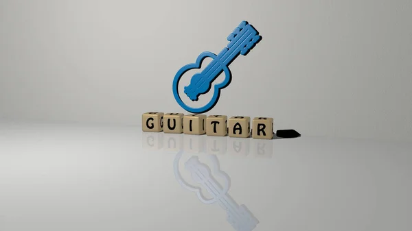 Guitar Text Aus Würfelbuchstaben Auf Dem Boden Und Symbol Der — Stockfoto