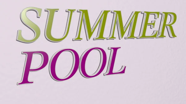 Summer Pool Text Wall Illustration Background Beautiful — Stock Photo, Image
