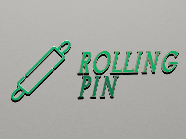 Rolling Pin Symbol Und Text Der Wand Illustration Hintergrund Und — Stockfoto