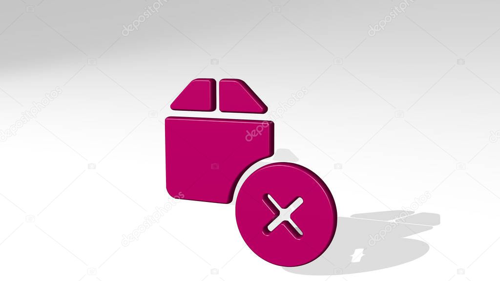 SHIPMENT REMOVE 3D icon casting shadow. 3D illustration. delivery and cargo