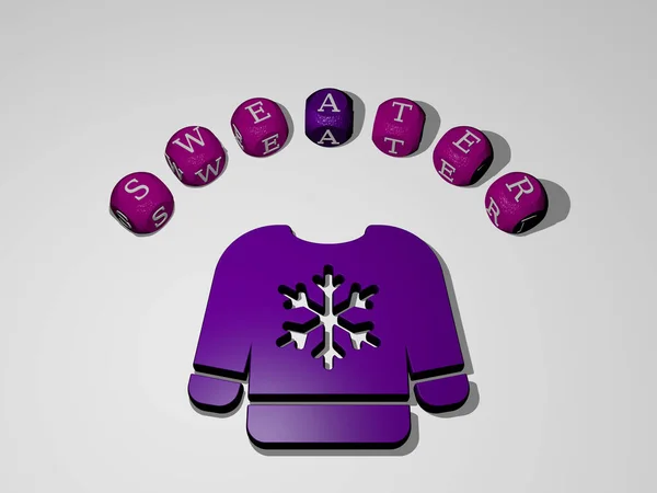 Icona Sweater Circondata Dal Testo Singole Lettere Illustrazione Sfondo Donna — Foto Stock