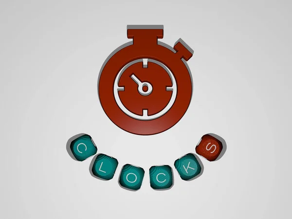 Uhren Text Rund Das Symbol Illustration Für Hintergrund Und Alarm — Stockfoto