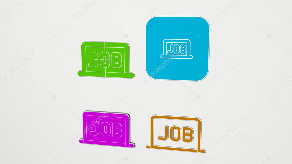 occupation colorful set of icons - 3D illustration for business and adult