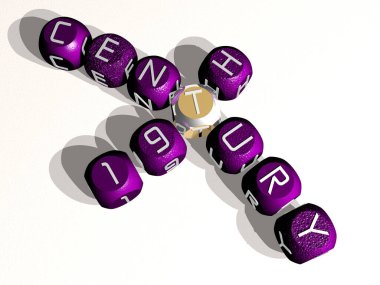 TH CENTURY bireysel harflerden oluşan eğri metin bulmacası - arkaplan ve güzel görünüm için 3D illüstrasyon