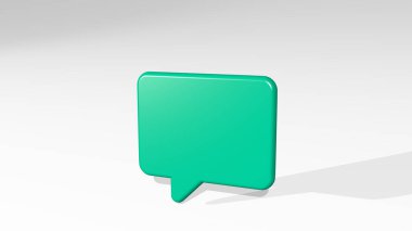 MESAJES BÜYÜK Kare 3D ikon döküm gölgesi - arkaplan ve konsept için 3B illüstrasyon