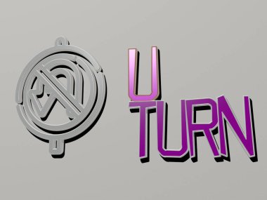 u simge açmak ve duvara metin - harf ve arkaplan için 3D illüstrasyon