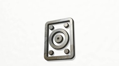 Duvarda 3D konuşmacı simgesi - arkaplan ve ses için 3D illüstrasyon