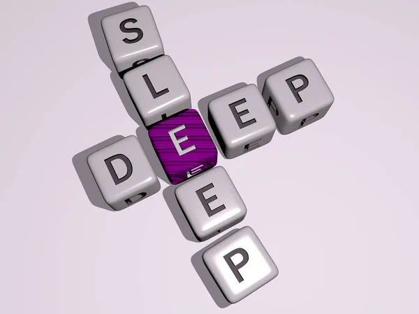 Deep Sleep Korsord Kubiktärningar Bokstäver Illustration För Bakgrund Och Blå — Stockfoto