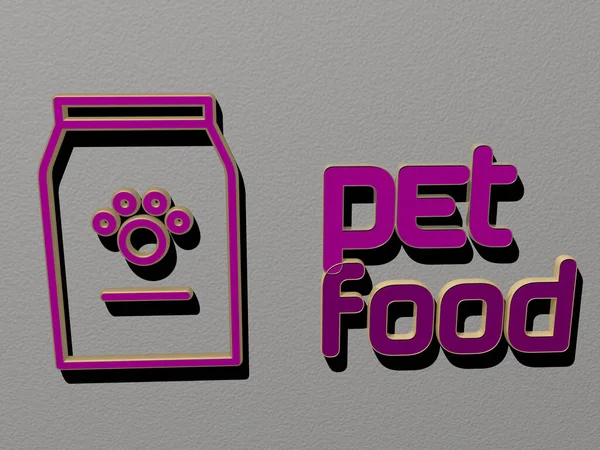 Pet Food Ikon Och Text Väggen Illustration För Djur Och — Stockfoto