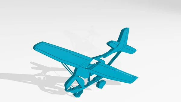 航空機や航空機の3Dイラスト Aeroplane白い床に3D図面アイコン — ストック写真