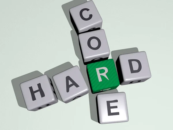 Crucigrama Hard Core Por Letras Dados Cúbicos Ilustración Para Fondo — Foto de Stock