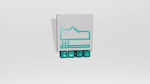 Representação Sapato Com Ícone Parede Texto Dispostos Por Letras Cúbicas — Fotografia de Stock