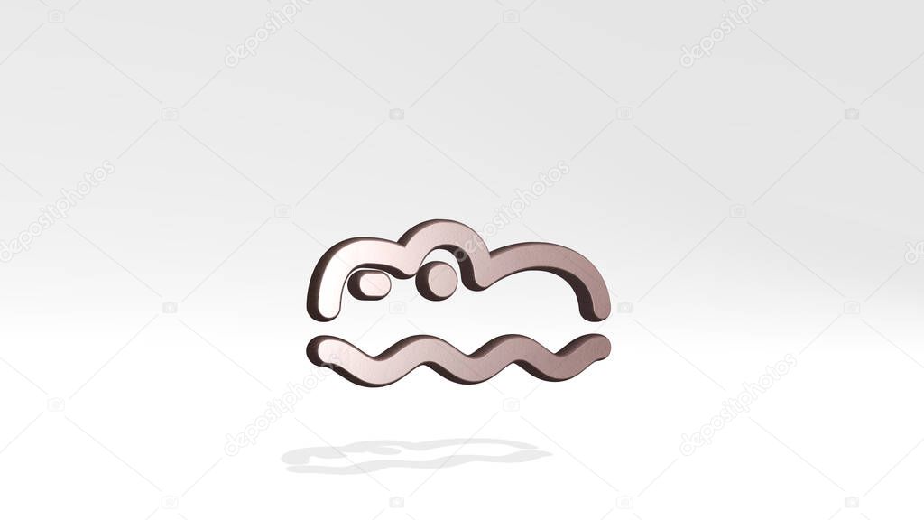REPTILE HIPPO 3D icon standing on the floor - 3D illustration for animal and background