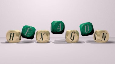HEXAGON dans kübik harfleri - arkaplan ve soyut için 3D illüstrasyon