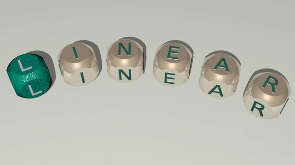 LINEAR curved text of cubic dice letters - 3D illustration for icon and outline