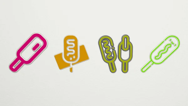 Set Icone Corndog Illustrazione Alimenti Cartoni Animati — Foto Stock