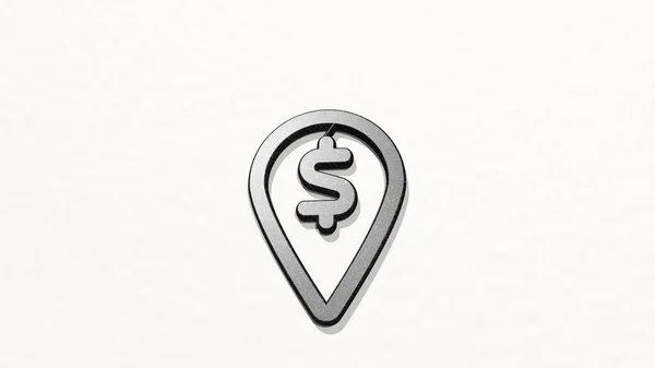 Cash Pin Icoon Muur Illustratie Voor Bedrijf Geld — Stockfoto