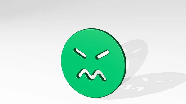 Smiley Evil Ícone Fundição Sombra Ilustração Para Rosto Emoticon — Fotografia de Stock