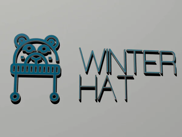 Winterhut Symbol Und Text Der Wand Illustration Für Hintergrund Und — Stockfoto