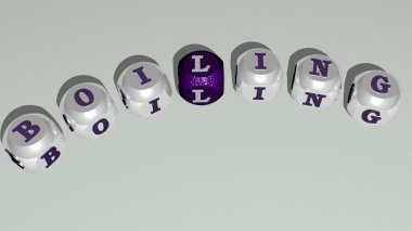 Kaynayan küp küp zar harfleri - arkaplan ve yemek pişirmek için 3D illüstrasyon