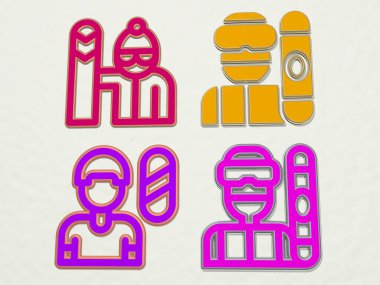 snowboardcu 4 simgesi - etkin ve etkinlik için 3B illüstrasyon