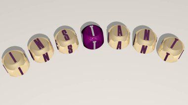 Kübik zar harflerinin INSTANT eğimli metni - arkaplan ve erişte için 3D illüstrasyon