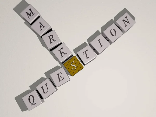 QUESTION MARKS crossword by cubic dice letters - 3D illustration for concept and business