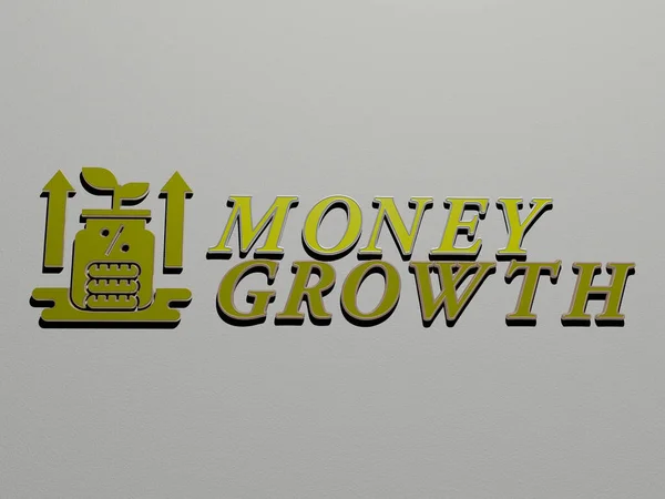 Money Growth Ikona Text Stěně Ilustrace Pro Podnikání Koncept — Stock fotografie