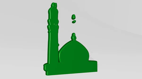 Masjid Icon Casting Shadow Ilustrasi Untuk Arsitektur Dan Bangunan — Stok Foto