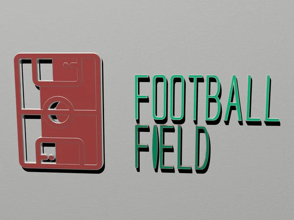 Football Field Icon Text Wall Εικονογράφηση Για Ποδόσφαιρο Και Φόντο — Φωτογραφία Αρχείου