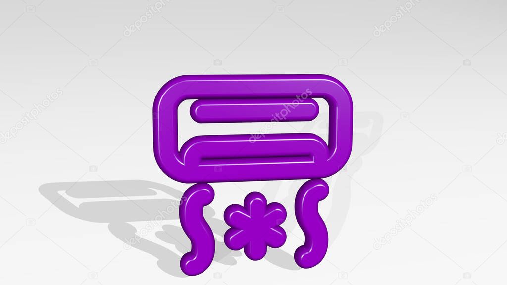 AC COOL 3D icon casting shadow - 3D illustration for air and conditioning