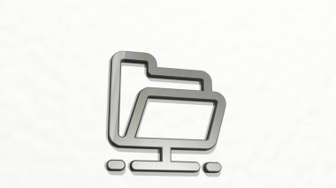 FOLDER HOLD 3D simgesi duvarda - iş ve arkaplan için 3D illüstrasyon