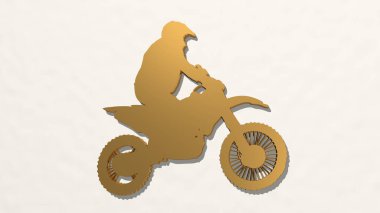 MOTORCLE STUNT 3D çizim simgesi - motosiklet ve motosikletçi için 3D illüstrasyon