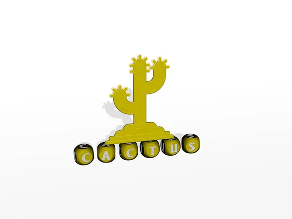 Cactus Kubische Buchstaben Mit Symbol Oben Illustration Für Hintergrund Und — Stockfoto